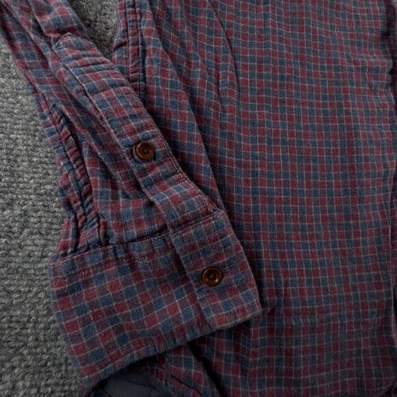 Faherty Flannel Soft Red Blue Check Button Up Shirt Long Sleeve Medium Cotton - Picture 10 of 15